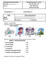 Đề kiểm tra cuối học kỳ II môn Tiếng Anh Lớp 5 - Năm học 2018-2019 - Trường TH Phú Xuân 1